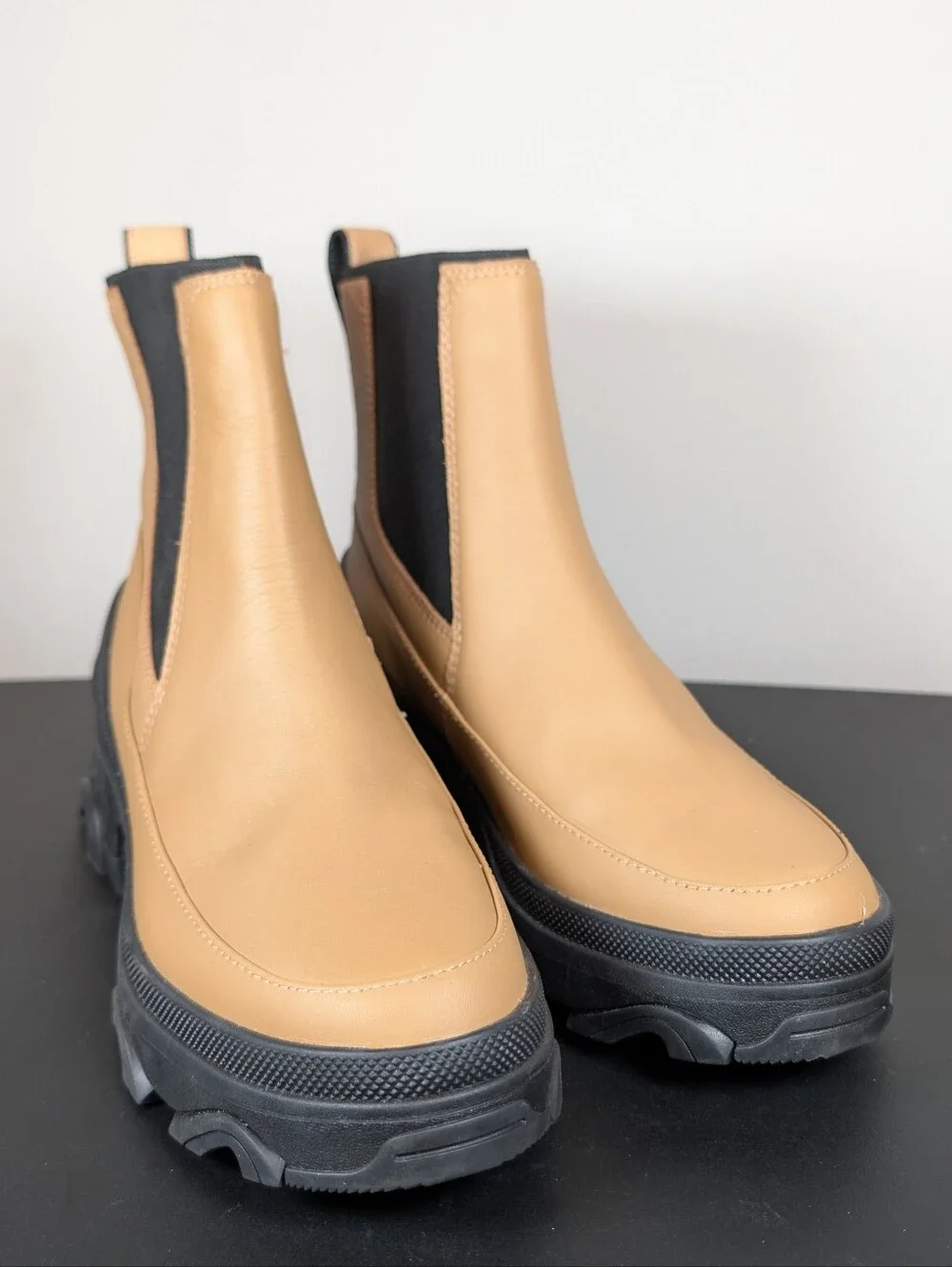 Sorel Brex Waterproof Platform Chelsea Boots Tawny Buff Tan Leather Womens 8